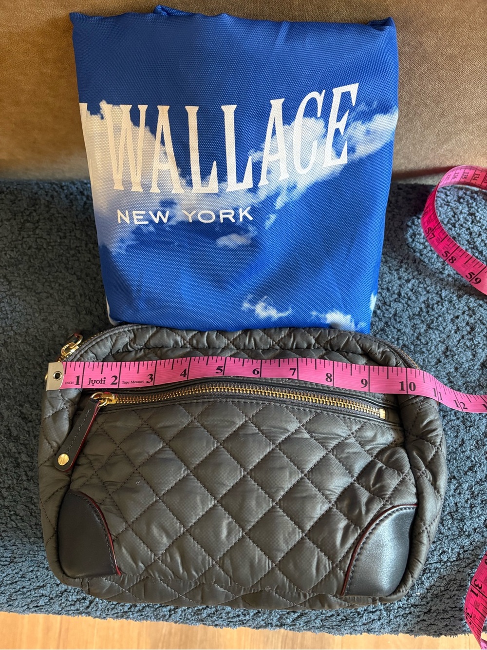 MZ Wallace Quilted Crossbody Bag in Charcoal with Gold Hardware - Picture 9 of 11